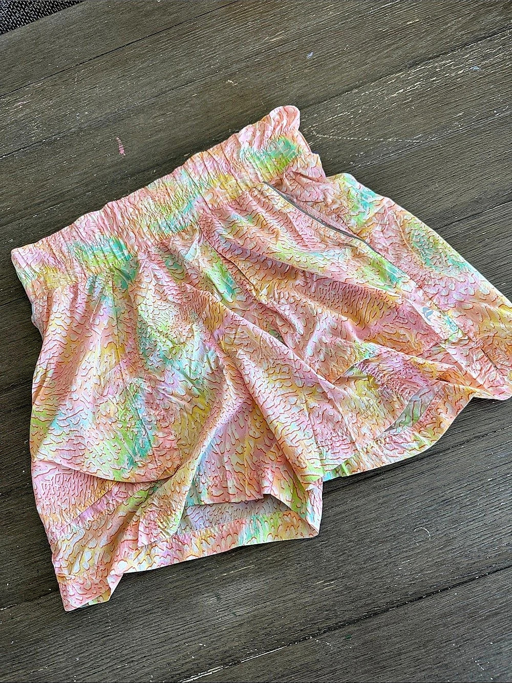 Fabletics Abstract Athletic Shorts in Pink & Green- Size M